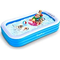 TrekPow Piscina Hinchable Rectangular- Piscina Inflable Familiar 305 x 183 x 56cm- 2 Adultos + 3 Niños- Azul- 3 Cámara…
